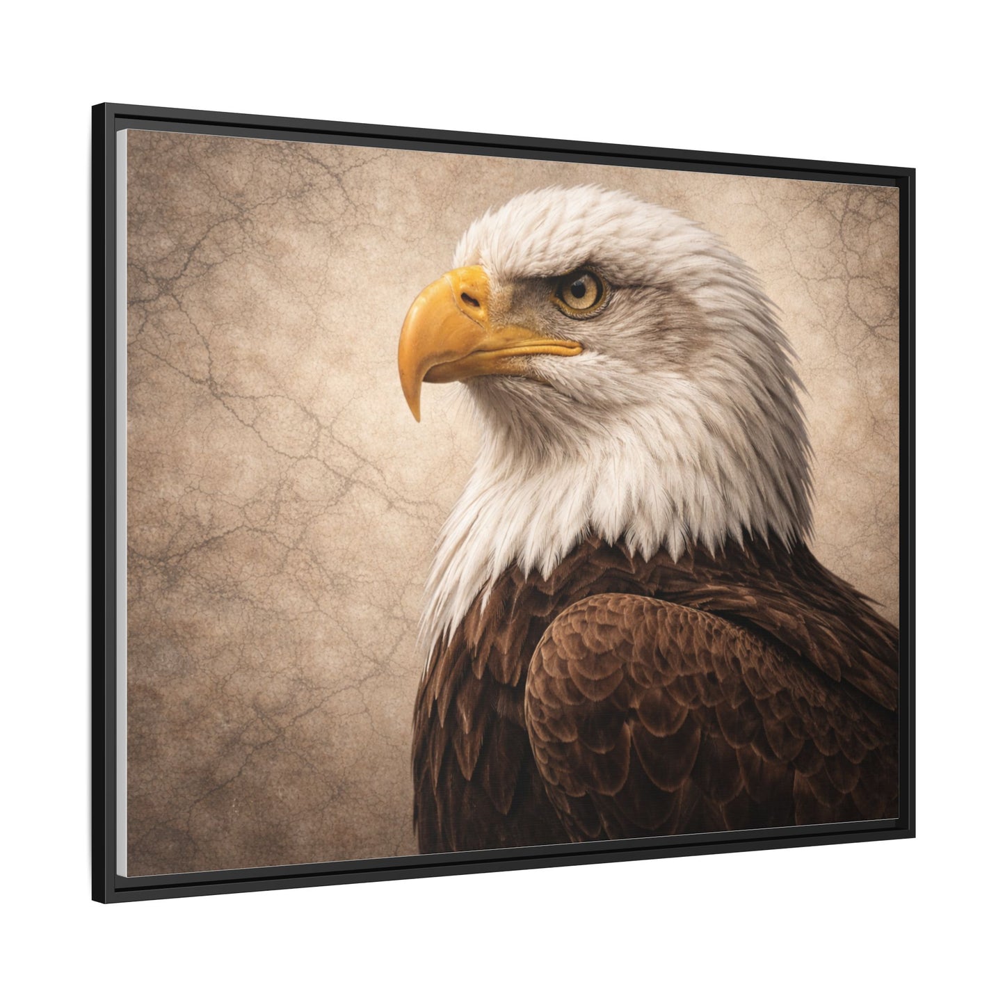 Raven portrait wall art 40x30 framed matte canvas with dark atmospheric background