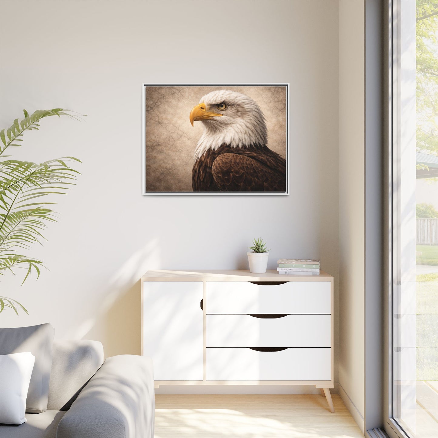 Raven Portrait Wall Art – 40x30 Framed Matte Canvas Print