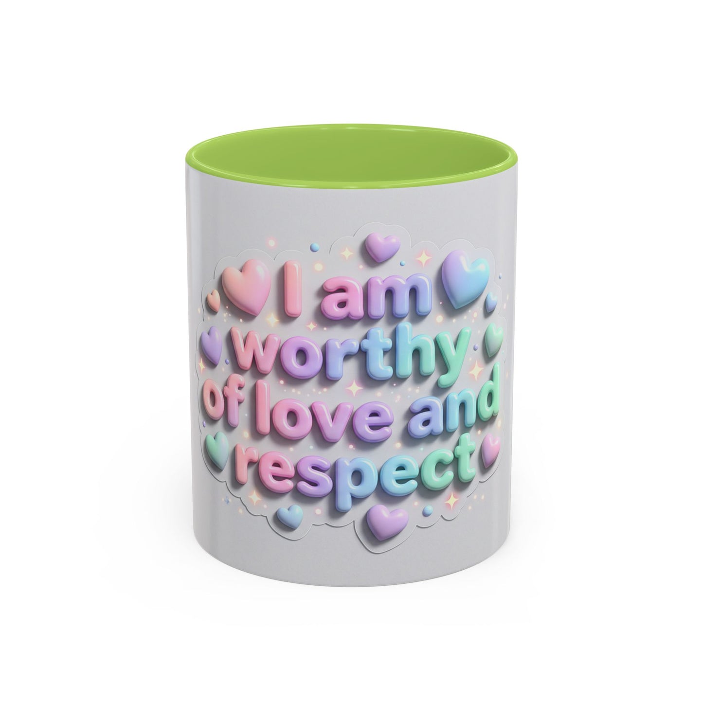 Self Love Mug – I Am Worthy of Love and Respect Accent Coffee Mug