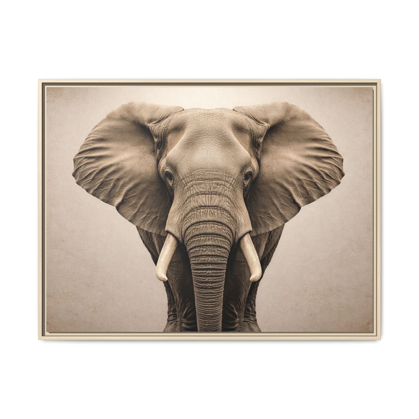 Sepia elephant wall art 40x30 framed matte canvas portrait in black frame4