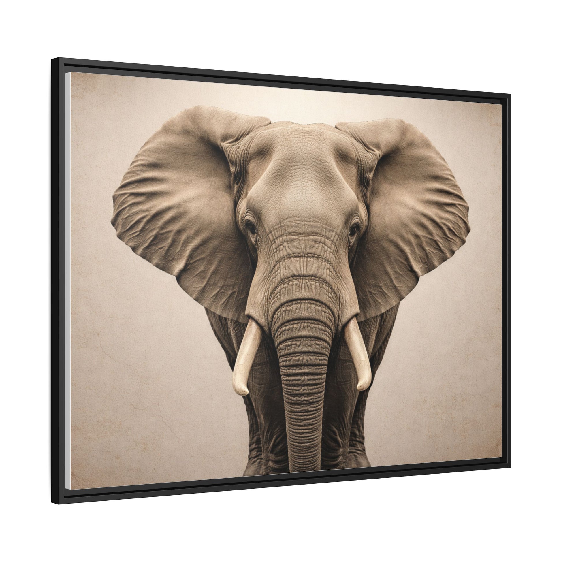 Sepia elephant wall art 40x30 framed matte canvas portrait in black frame5