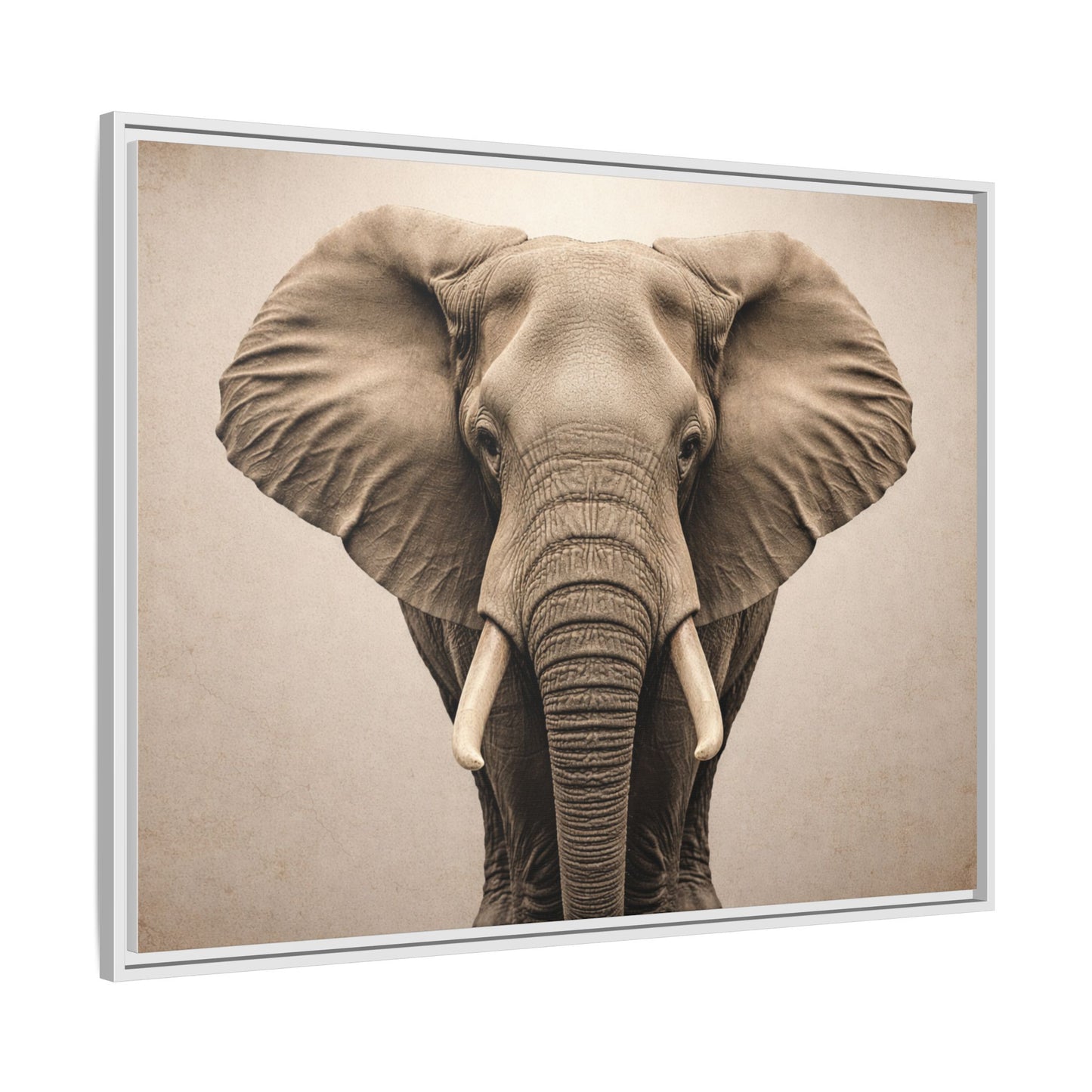 Sepia elephant wall art 40x30 framed matte canvas portrait in black frame8