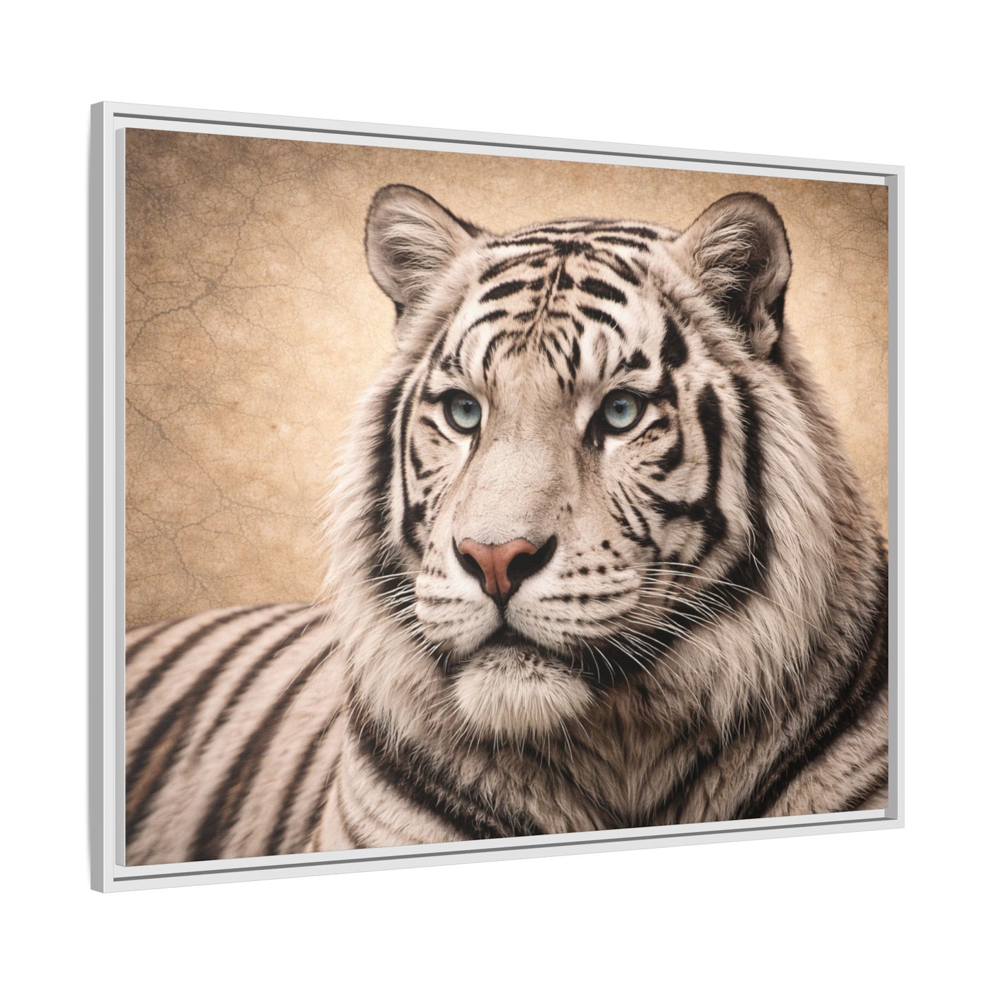Sepia tiger wall art 40x30 framed matte canvas portrait in black frame10