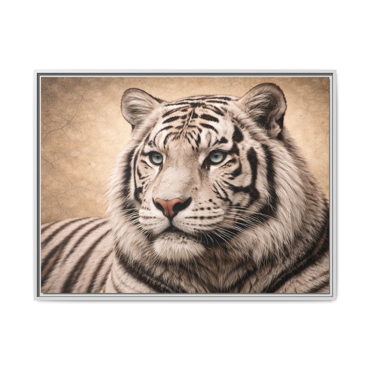 Sepia tiger wall art 40x30 framed matte canvas portrait in black frame3