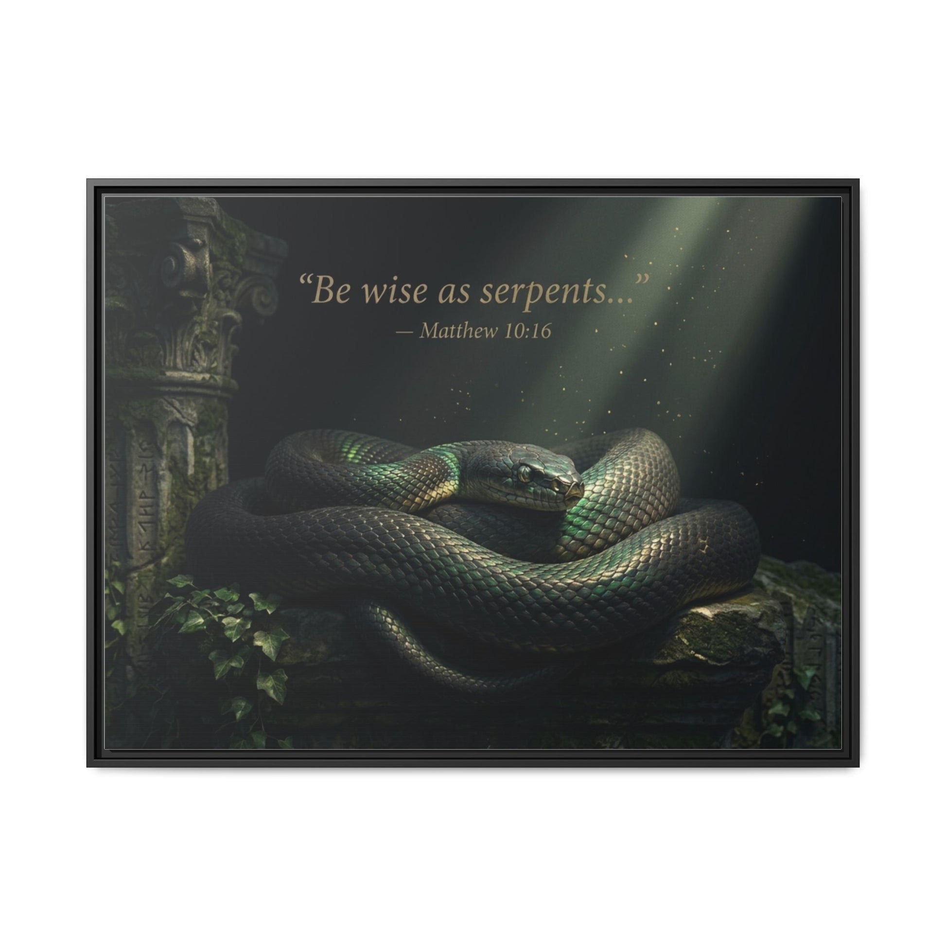Serpent Wall Art 40x30 framed matte canvas with elegant serpents in rich, detailed colors, perfect for modern and luxury interiors