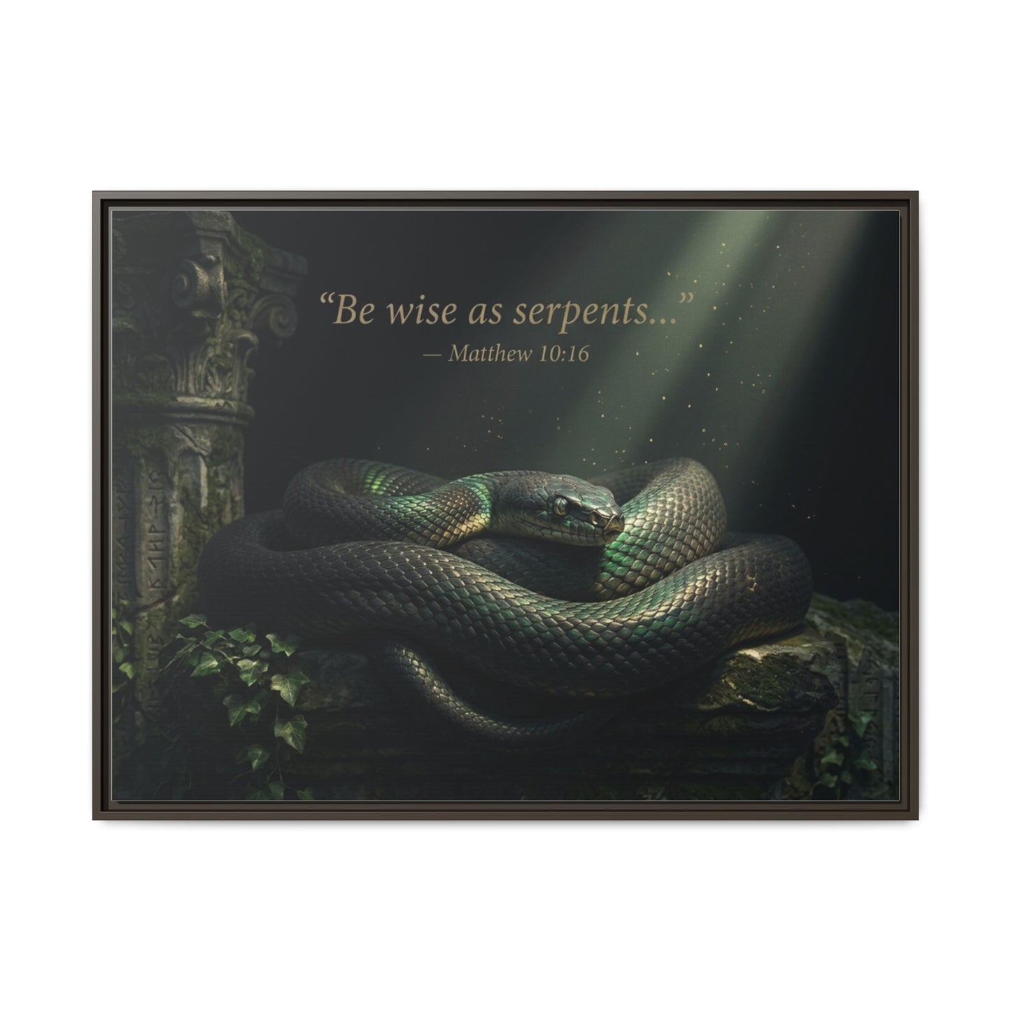 Serpent Wall Art 40x30 framed matte canvas with elegant serpents in rich, detailed colors, perfect for modern and luxury interiors