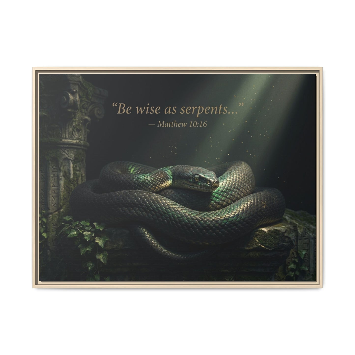 Serpent Wall Art 40x30 framed matte canvas with elegant serpents in rich, detailed colors, perfect for modern and luxury interiors