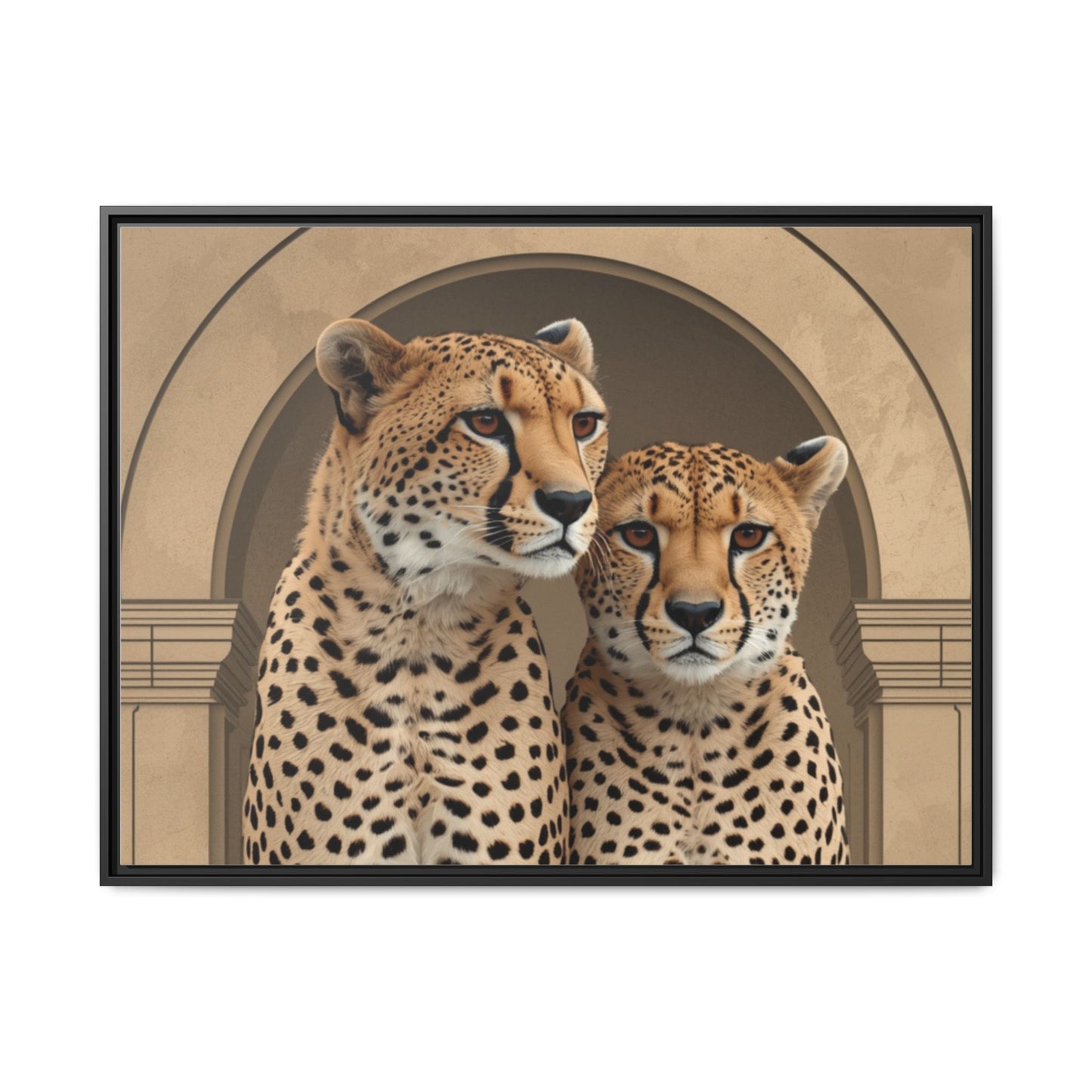 Zebra herd wall art 40x30 framed matte canvas portrait at golden sunset